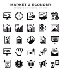 Market & Economy Lineal Filled icons. Vector Lineal Filled illustration.
