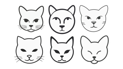 set of cat outline shape vector illustrations