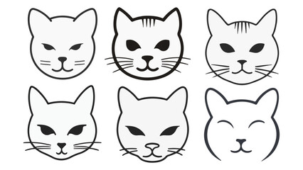 set of cat outline shape vector illustrations