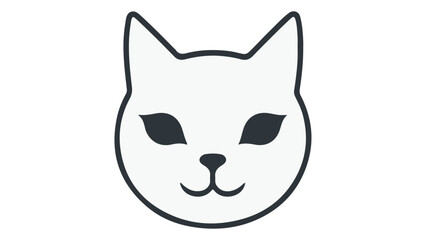 simple cat vector illustration, simple cute cat face illustration, simple cat outline shape vector illustration