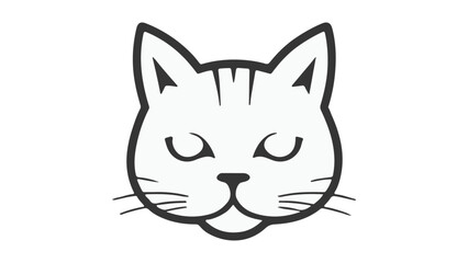 simple cat vector illustration, simple cute cat face illustration, simple cat outline shape vector illustration