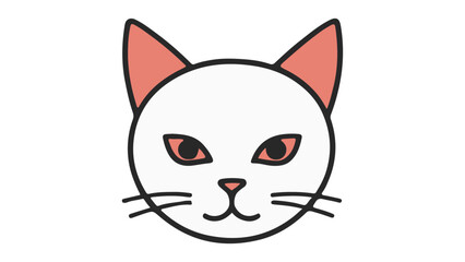 simple cat vector illustration, simple cute cat face illustration, simple cat outline shape vector illustration