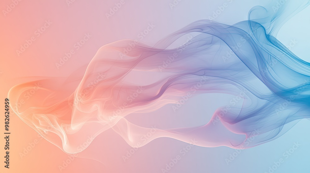 Poster abstract wisps of smoke against a soft gradient background. the flowing smoke patterns and ample emp