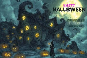 Editable file for a backdrop image with a Halloween theme 