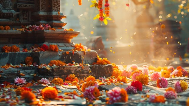 Minimalist Background for Bathukamma Celebration: A Colorful Floral Festival of Telangana Culture
