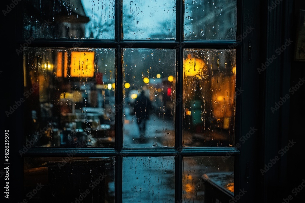 Poster Rainy Night Cityscape