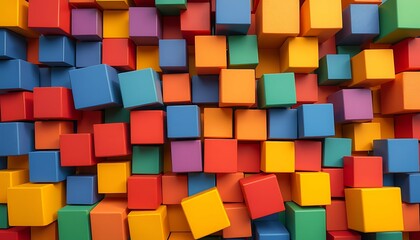Colorful Cube Boxes Block with Random Shifted Design Background, Ai Generated Images