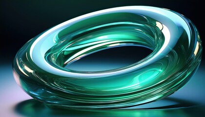Anel de Vidro Verde Esmeralda com Superfície Brilhante