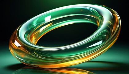 Anel de Vidro Verde com Reflexos em Ouro