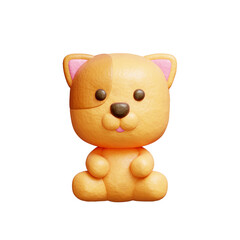 3D cute dog, Cartoon animal character, 3D rendering.