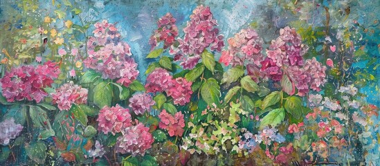 Blooming Pink Hydrangea In The Garden