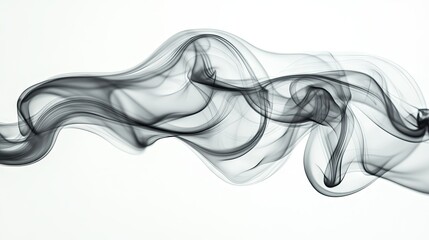 Fototapeta premium Thick, dark smoke against a light background, leaving a large clear area for text. The contrast between smoke and space enhances visibility.