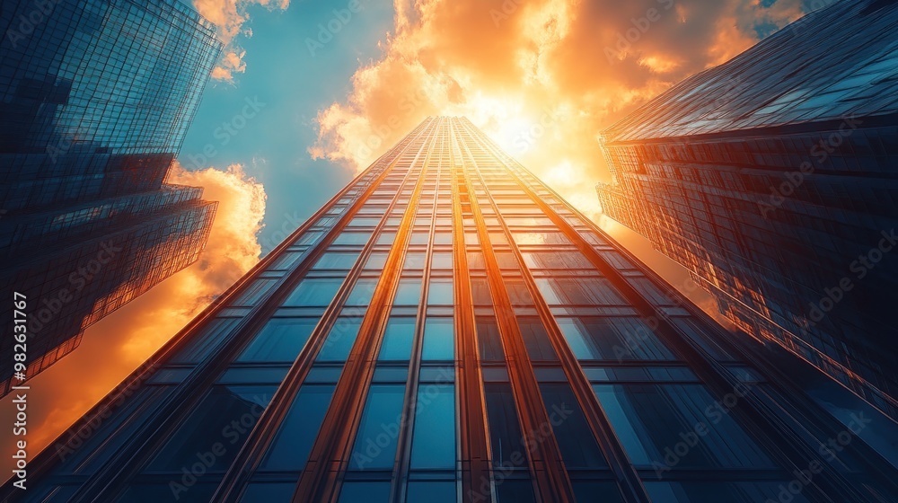 Sticker Skyscrapers at Sunset