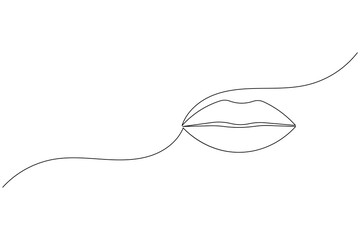 Lips one line drawing of isolated outline kissing day vector icon