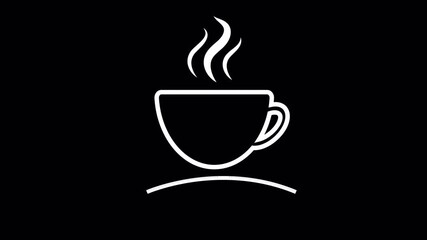 Animation of a white silhouette making coffee for a café logo on a transparent background with an alpha channel. - Powered by Adobe