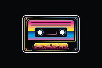 Audio cassette. Original vector illustration in vintage style. T-shirt design.