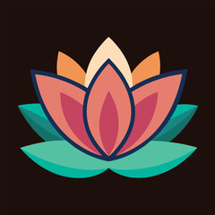 Simple and Beautiful Minimal Lotus Flower Vector Illustration
