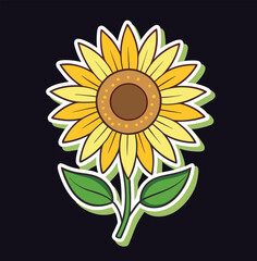 Elegant Minimal Sunflower Sticker Vector Art for Creative Projects
