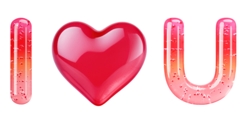 I love you word png jelly font, transparent background