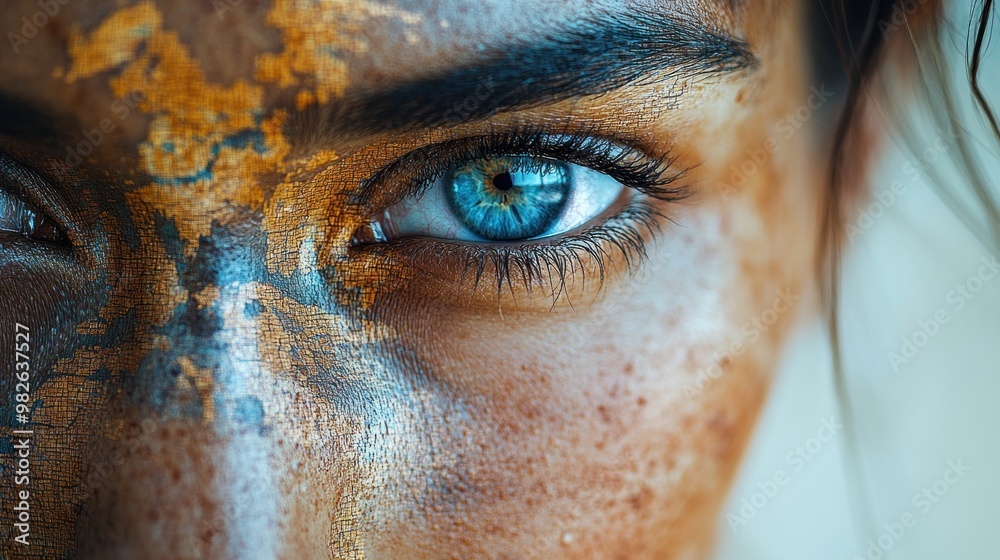 Sticker Close-up Portrait with Golden Makeup