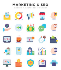 Marketing & Seo web icons in Flat style.