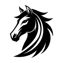 Horse Head logo black silhouette isolated on a white Background