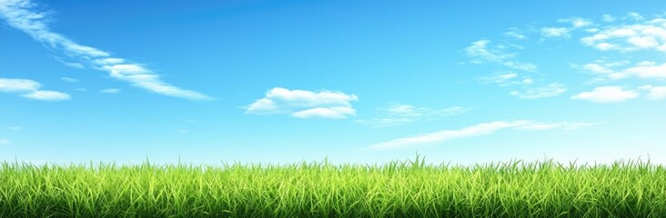 Green Grass Field Under Blue Sky - Nature Landscape