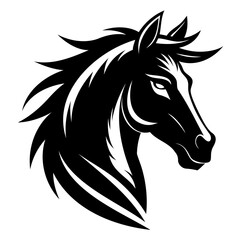 Horse Head logo black silhouette isolated on a white Background