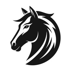 Horse Head logo black silhouette isolated on a white Background