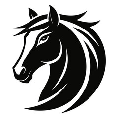 Horse Head logo black silhouette isolated on a white Background