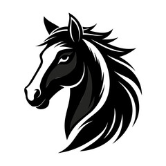 Horse Head logo black silhouette isolated on a white Background