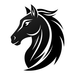 Horse Head logo black silhouette isolated on a white Background