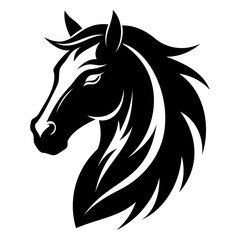 Horse Head logo black silhouette isolated on a white Background