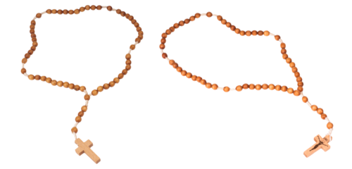 wooden rosary beads isolated on transparent background. png, set of two rosaries