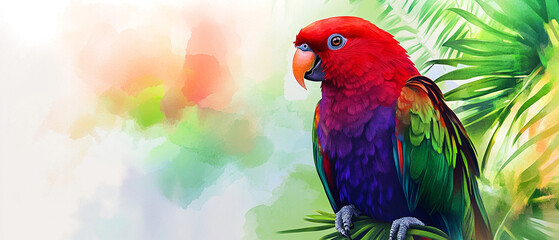 Fototapeta premium Vibrant Eclectus Parrot Displaying Bright Colors in Stunning Detail