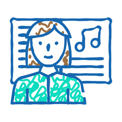 musician woman job doodle icon sketch vector. musician woman job sign. isolated symbol illustration