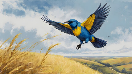 blue winged macaw, ai generated