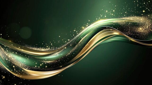 Abstract green and gold wave. Perfect for creating elegant backgrounds or adding a touch of luxury.