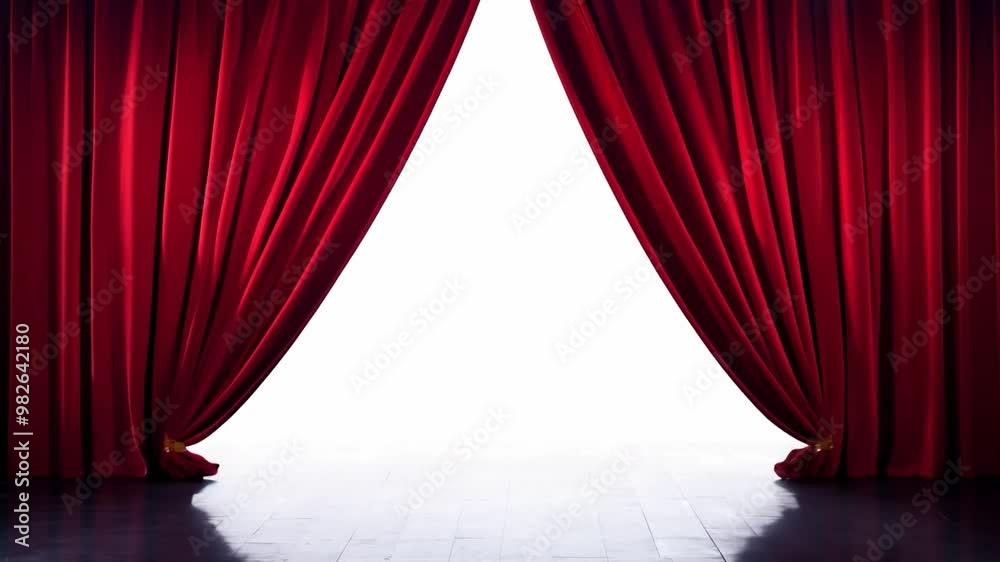 Aufkleber The red velvet curtains gently part in the center, creating a dramatic entrance to the stage, ready for a captivating performance that awaits the audience.