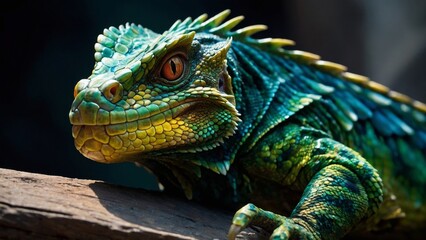 Fototapeta premium Bioluminescent Fantasy Lizard Resting