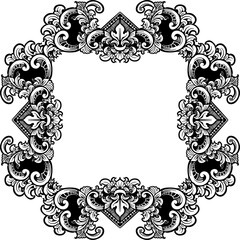 black gold border with intricate ornaments on white background