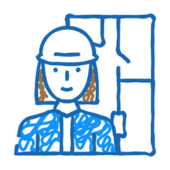 architect woman job doodle icon sketch vector. architect woman job sign. isolated symbol illustration