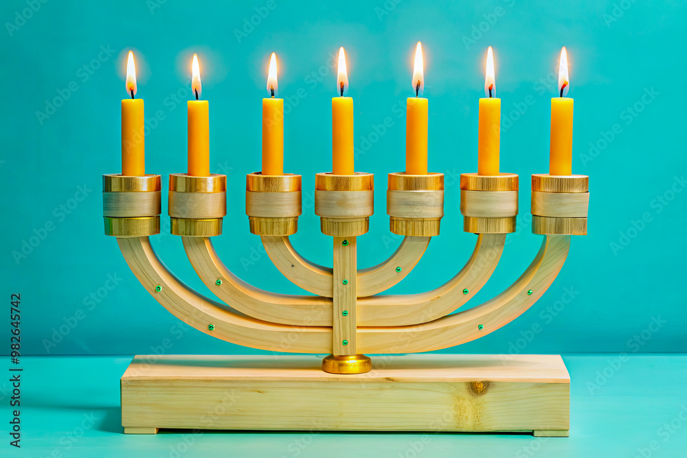 Wall mural hanukkah menorah with candles