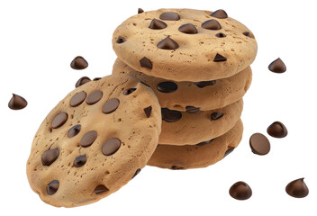 PNG Delicious chocolate chip cookies stack