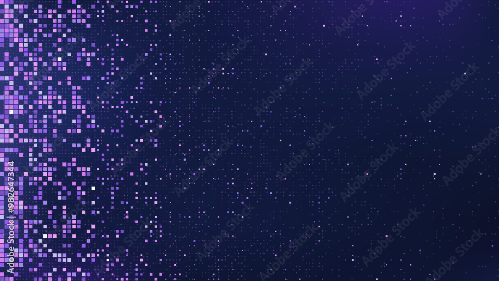 Wall mural abstract pixel texture pattern. tech ai bg with square data block frame. techno innovation gradient 