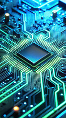 Futuristic circuit board a close up high tech. Generative AI