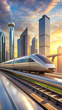 Futuristic hyperloop pod a high tech train. Generative AI