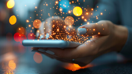 A social media uses the technological interface of the future with screens and additional reality