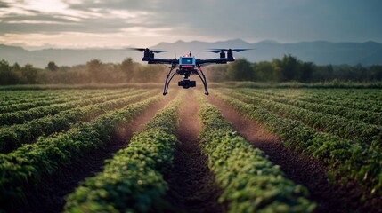 Naklejka premium The future of farming: automation with advanced robotics.