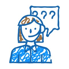 consultant, calling support woman job doodle icon sketch vector. consultant, calling support woman job sign. isolated symbol illustration